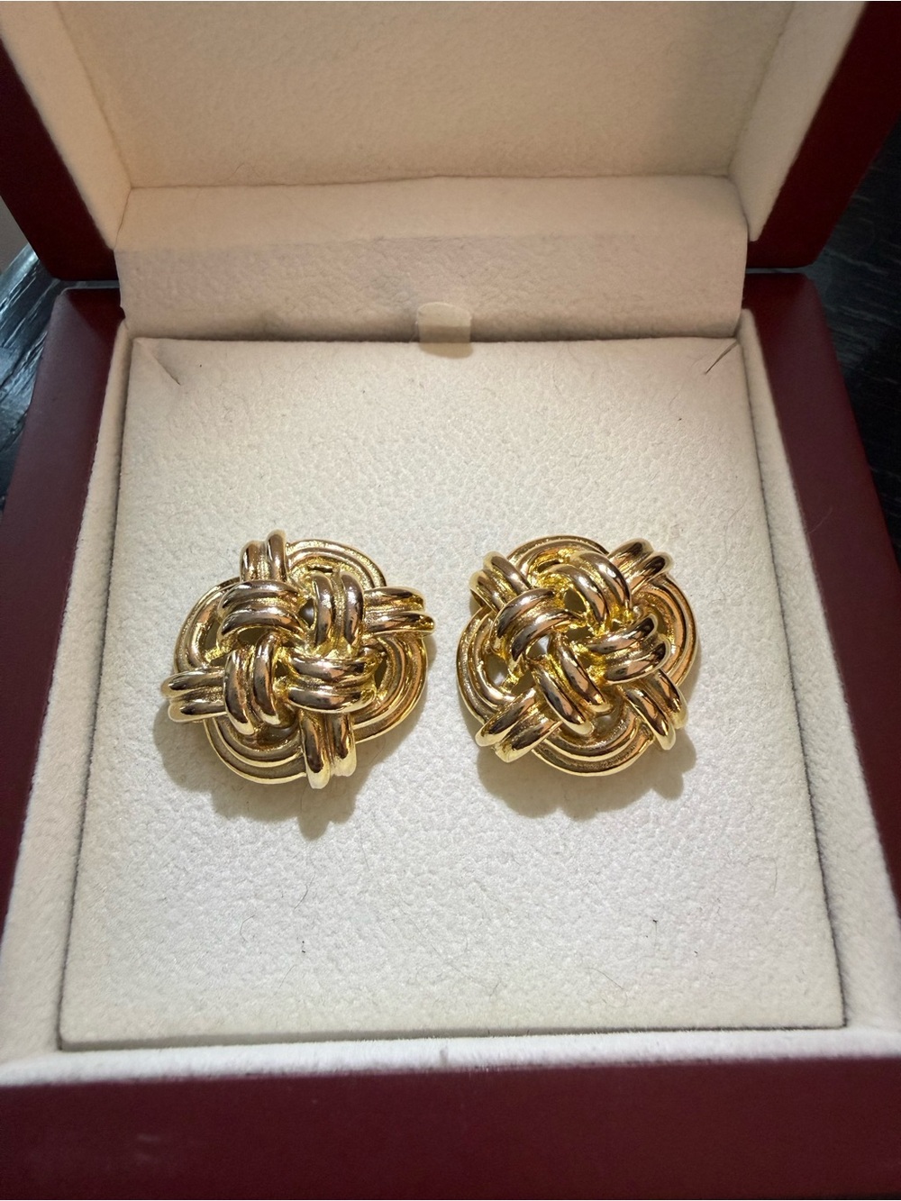 Vintage Gold Woven Love- Knot Clip-On Earrings